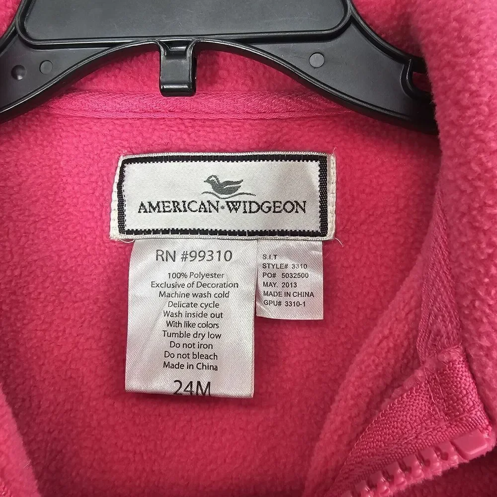 American Widgeon Baby Girl's Size 24M Pink Flower Coat Ruffle Zip Up